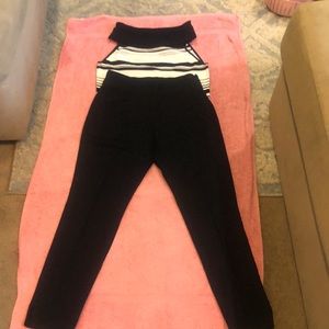 Sleeveless cowl neck shirt with cigarette legged pants ! Throwback to the 60s !